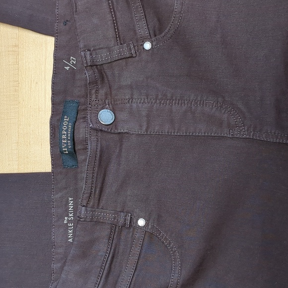 Liverpool The Ankle Skinny pull on denim in brown mocha mousse size 4/27 - Picture 3 of 6